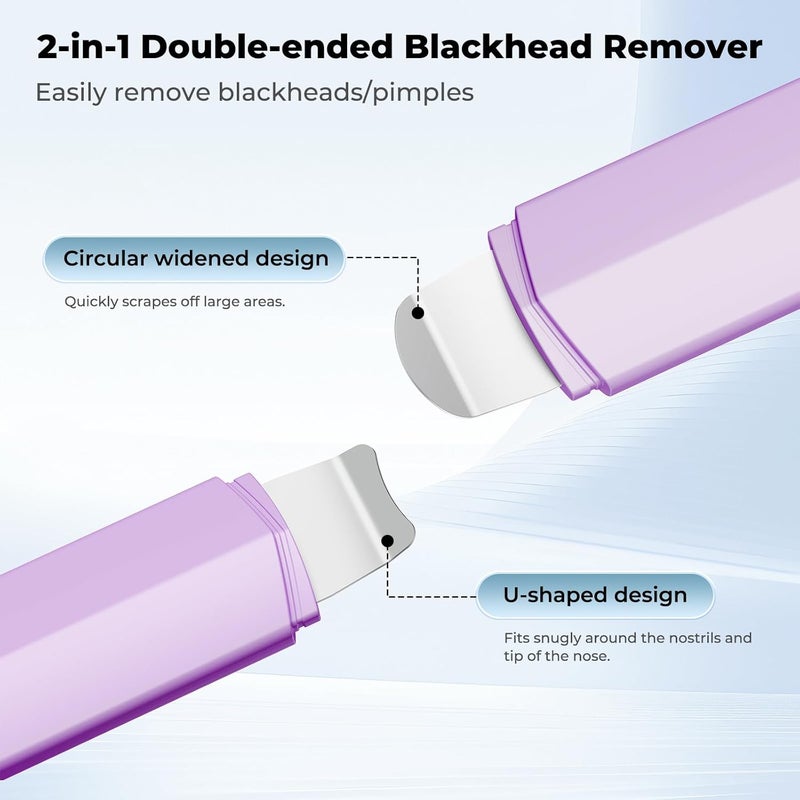 PETYDOOT Blackhead Remover Tool Face Scrubber: Double-Headed Face Spatula Skin Scrubber, Nose Pore Cleaner Blackhead Remover for Facial Deep Cleansing Skin Care Tool for Men & Women(Purple) - Image 3